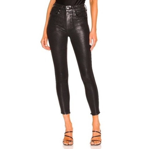 Free People Denim - Free People We The Free Black Metallic Coated High Rise Skinny Jeans Size 28